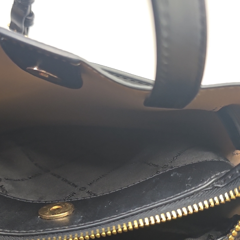 Michael Kors EMILIA Black Satchel with Gold Accents - Picture 10 of 13